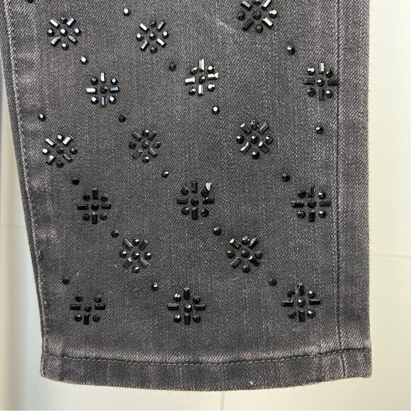 Soft Surroundings Rhinestone Front Jeans Womens 10P Black High Rise Skinny Pants - Picture 9 of 11